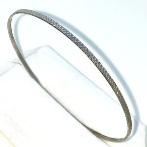 Silver Bangle Bracelets plain small diamond cut